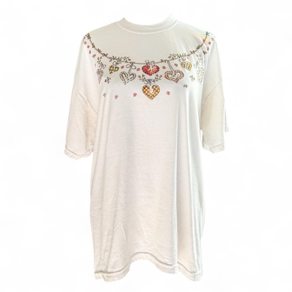 Vintage White Top with Hearts